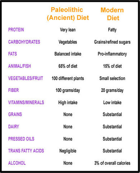 Caveman Diet Chart